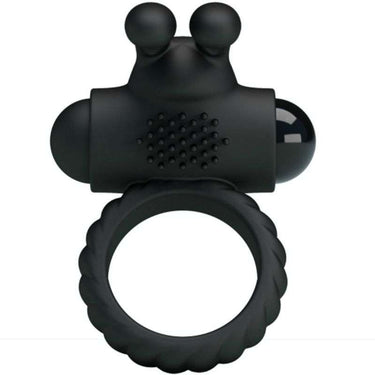 Anello Vibrante Eudora in Silicone Impermeabile Nero con Stimolatore Clitoride